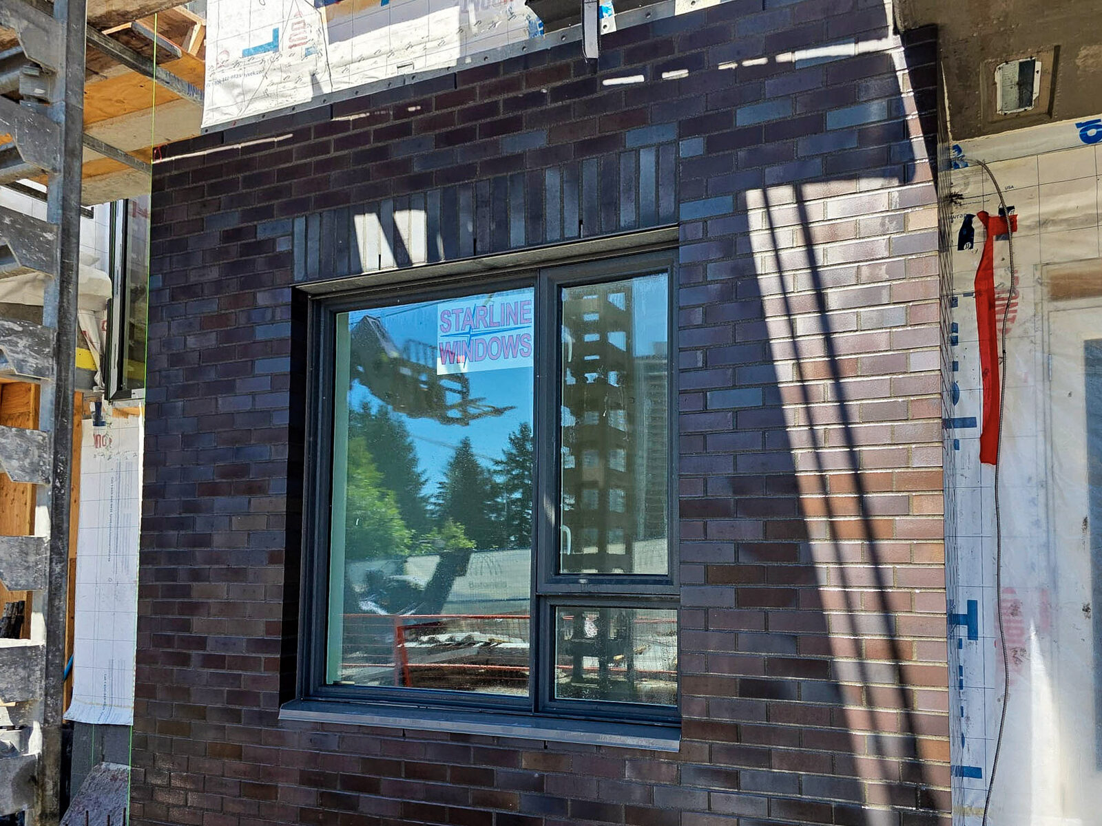 Brickwork around a window opening